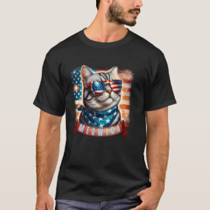 T-shirt Drôle Meowica patriotique drapeau américain 4 juil