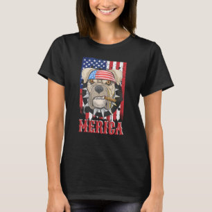 T-shirt Drôle Merica Pit Bull Chien 4 Juillet Drapeau Amér