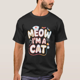 T-shirt Drôle miaou je suis un chat d'Halloween infirmière