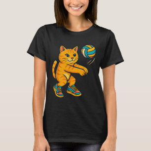 T-shirt Drôle mignon Chat Volleyball Joueur Fan Tee Traine