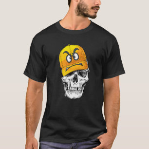T-shirt Drôle mignon crâne porte un Casquette jaune en col
