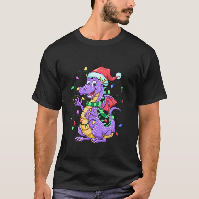T-shirt Drôle mignon Dragon Feux de Figurines Noël Père No (Devant)