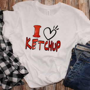 T-shirt Drôle Mignon J'adore Ketchup