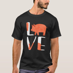 T-shirt Drôle mignon J'aime Cochon ferme animal porc Gif