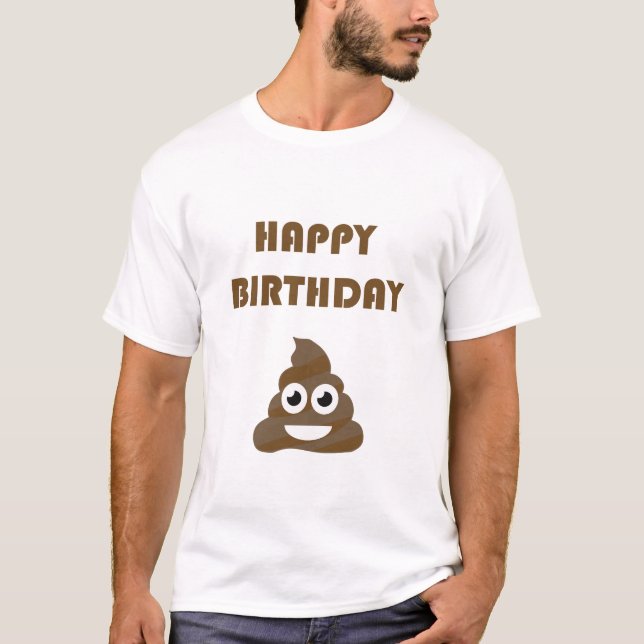 T-shirt Drôle mignon Joyeux fête d'anniversaire Poop Emoji (Devant)