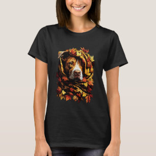T-shirt Drôle Mignon Pit Bull Feuilles D'automne Forêt Vib