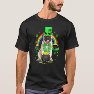 T-shirt Drôle Mignon Pug Lutin Trèfle Fête de la Saint-Pat