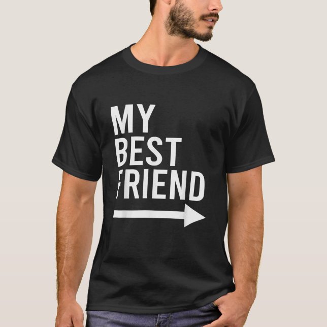 T-shirt Drôle Mon Meilleur Ami Avec Flèche Pointeur Gauche (Devant)