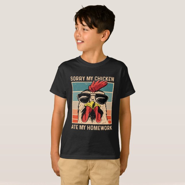 T-shirt Drôle Mon Poulet A Mangé Mes Enfants À La Maison (Devant entier)