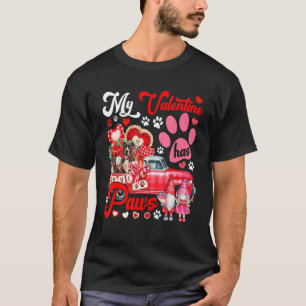 T-shirt Drôle Mon Valentin A Des Pattes Couple Pit Bulls S