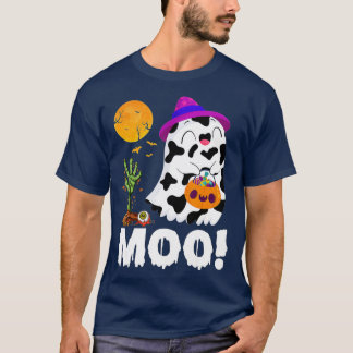 T-shirt Drôle Moo Ghost Cow & Witch Casquette Happy Hallow