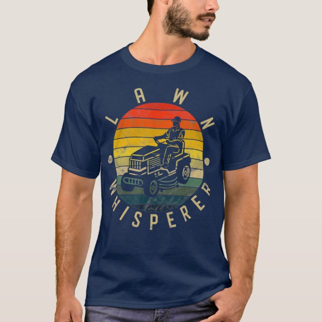 T-shirt Drôle Mower Pelouse Whisperer Cool Rétro Yard Trav (Devant)