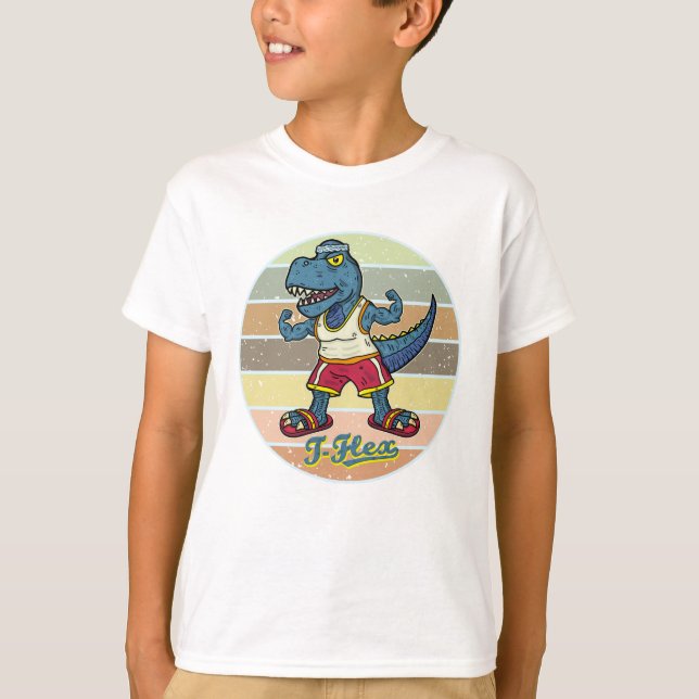 T-shirt Drôle Musculaire Tyrannosaurus Rex T-Flex Workout (Devant)