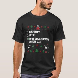 T-shirt Drôle Naughty Nice Sur Une Liste De Surveillance D
