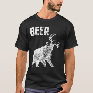 T-shirt Drôle Nerdy Beer Bear Chasseur de cerfs Drinker Pu