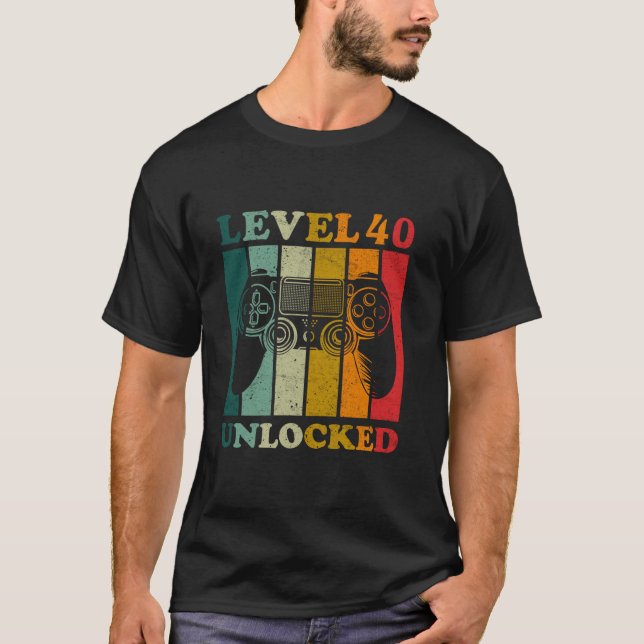 T-shirt Drôle niveau 40 Cadeaux déverrouillés Hommes Anniv (Devant)