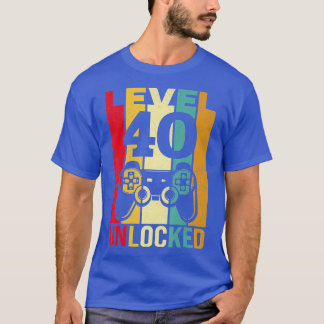 T-shirt Drôle Niveau 40 Déverrouillé Hommes Anniversaire à