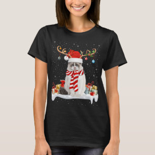 T-shirt Drôle Noël Éclairage Reindeer Santa Hat Ragdoll Ch