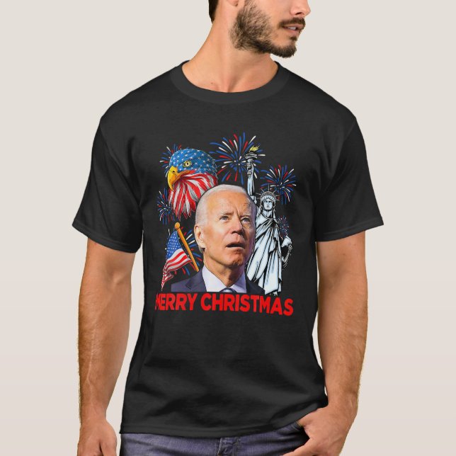 T-shirt Drôle Noël Joe Biden Joyeux Noël Funny 4E De (Devant)
