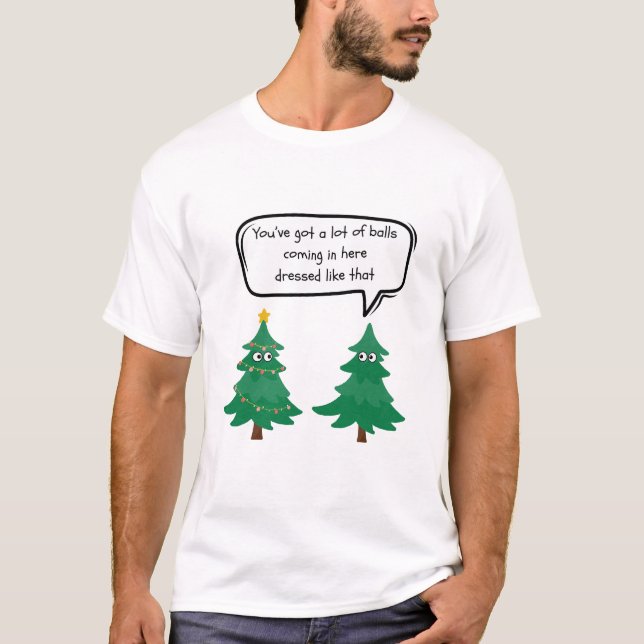 T-shirt Drôle Noël Parler Arbres de Noël (Devant)