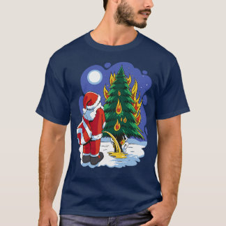 T-shirt Drôle Noël Père Noël Peeing