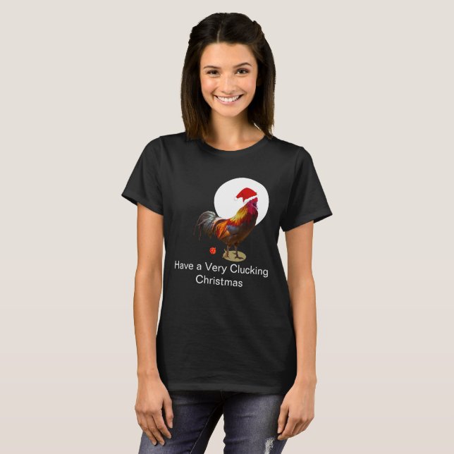 T-shirt Drôle Noël Poulet de Noël Salutation laide Noir (Devant entier)