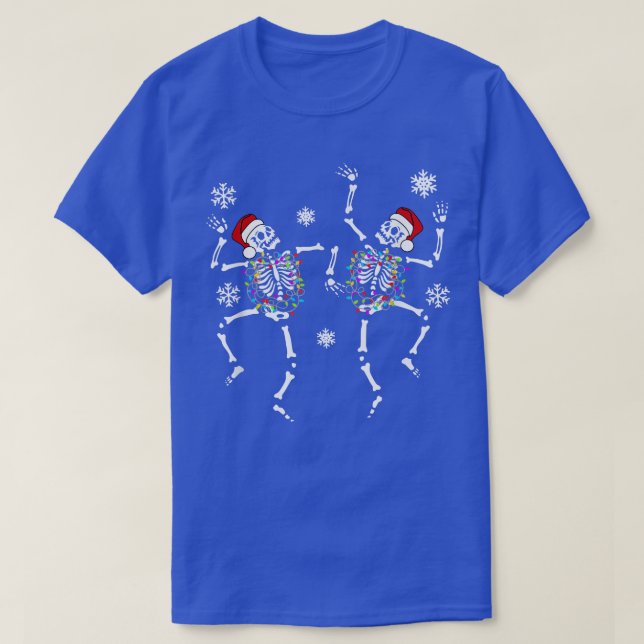 T-shirt Drôle Noël Skeleton Danser Fairy Lights Chri (Design devant)