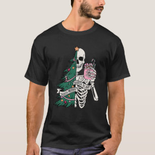 T-shirt Drôle Noël Sorta Merry Sorta Scary Skeleton X