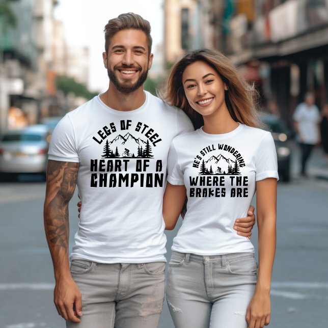 T-shirt Drôle Nom Personnalisé Correspondant Couples Cycli (Créateur téléchargé)