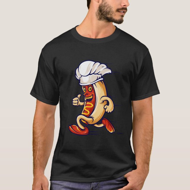 T-shirt Drôle nouveauté sport football COURANT CHIEN CHAUD (Devant)