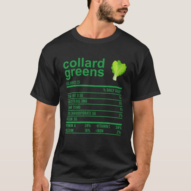T-shirt Drôle Nutrition Fact Food, Collard Greens Thanksg (Devant)