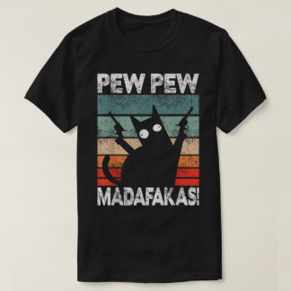 T-shirt Drôle oeuvre d'art rétro de chat Pew Pew