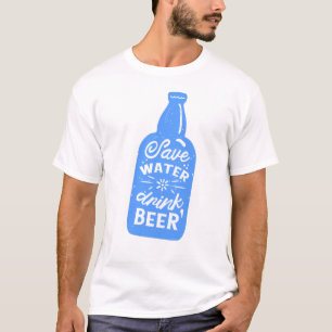 T-shirt drôle oktoberfest économiser l'eau boire bière