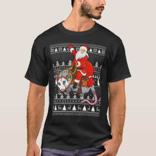 T-shirt Drôle Opossum Lover Père Noël Riding Opossum Ugly
