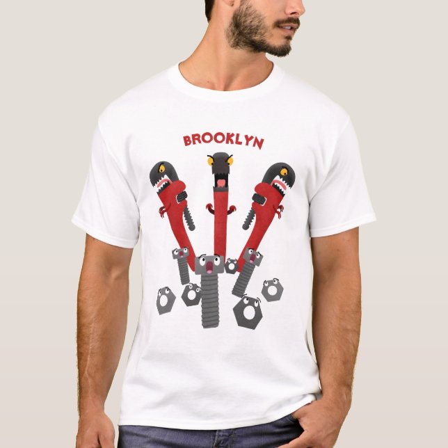 T-shirt Drôle outil monstre de clé humour dessin animé (Devant)