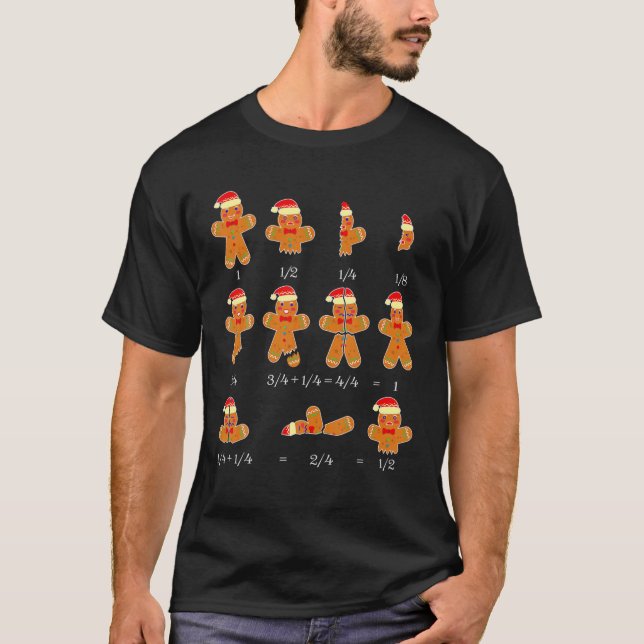 T-shirt Drôle Pain d'épice Homme Fraction Bill Noël Math (Devant)