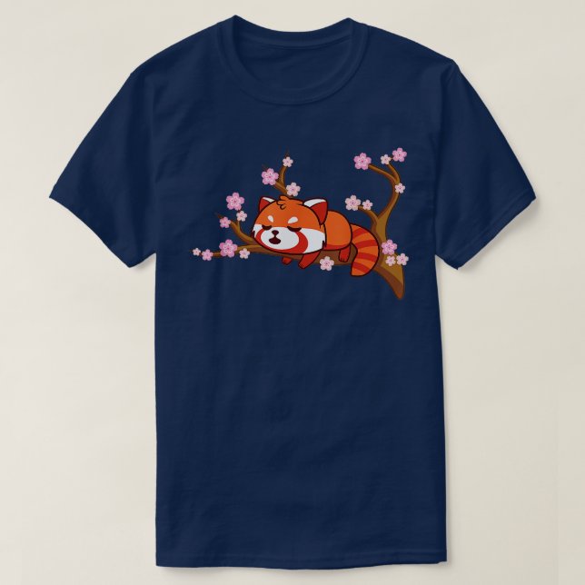 T-shirt Drôle Panda Rouge Dormir (Design devant)