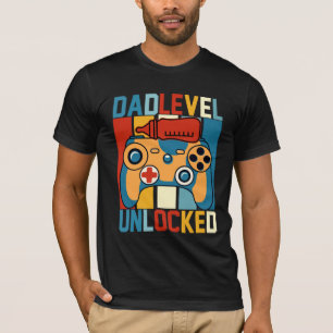 T-shirt Drôle Papa Niveau Déverrouillé Jeux Vidéo Hommes