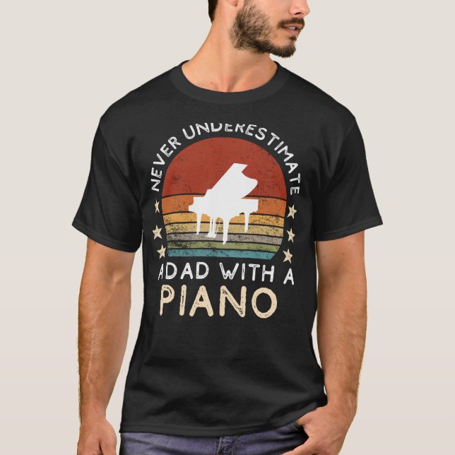 T-shirt Drôle Papa Piano Tee - Dads Musical Maestro & Wit! (Devant)