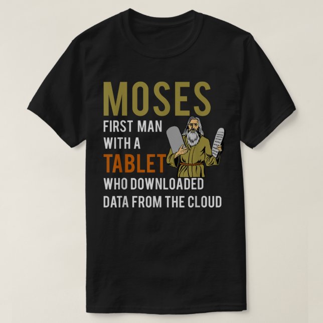T-shirt Drôle Pâque Juive Moïse Tablet Données Cloud Comp (Design devant)