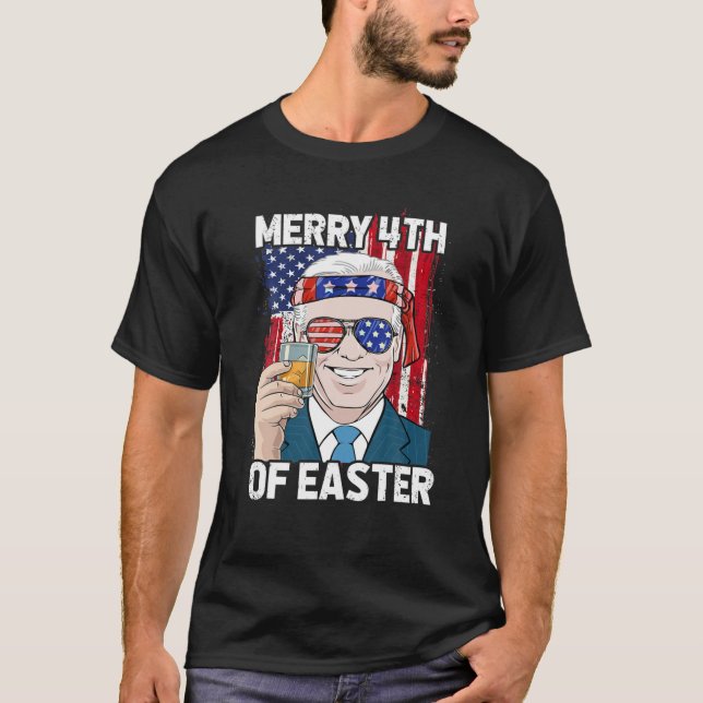 T-shirt Drôle Patriotique Biden Joyeux 4E De Pâques Us Ame (Devant)