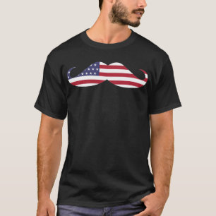 T-shirt Drôle Patriotique Moustache Adulte drapeau américa