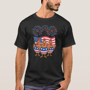 T-shirt Drôle Patriotique Poulets USA Drapeau 4 juillet