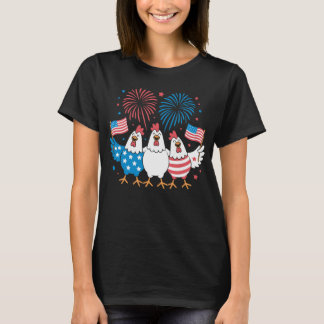 T-shirt Drôle Patriotique Poulets USA Drapeau 4 juillet