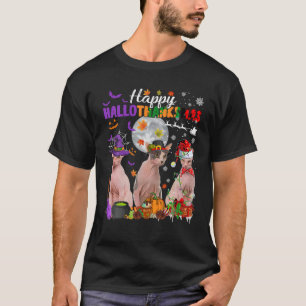 T-shirt Drôle Pèlerin Sorcière Père Noël Sphynx Chats Happ