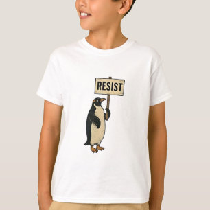 T-shirt Drôle Penguin Résiste À La Manifestation Contre Le