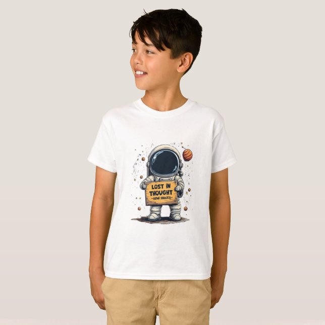 T-shirt Drôle perdu dans la pensée astronaute l'illustrati (Devant entier)