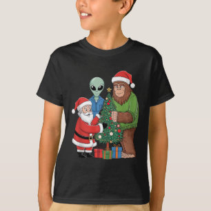 T-shirt Drôle Père Noël Bigfoot Alien Décor Noël Tre