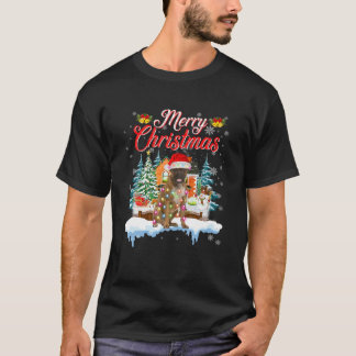 T-shirt Drôle Père Noël Boxer Chien Joyeux Noël Hommes Fem