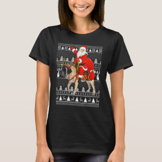 T-shirt Drôle Père Noël équitation Anglais Mastiff Chien l
